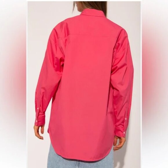 Samsoe Samsoe Luana Button Up Shirt in Bright Pink ~ LIKE NEW - Picture 2 of 10